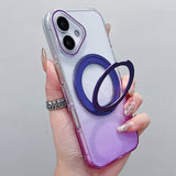 Transparent Gradient 360 Degree Rotation Holder MagSafe Phone Case, For iPhone 17 Pro Max, For iPhone 17 Pro, For iPhone 17, For iPhone Air, For iPhone 16 Pro Max, For iPhone 16 Pro, For iPhone 16 Plus, For iPhone 16