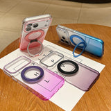Transparent Gradient 360 Degree Rotation Holder MagSafe Phone Case, For iPhone 17 Pro Max, For iPhone 17 Pro, For iPhone 17, For iPhone Air, For iPhone 16 Pro Max, For iPhone 16 Pro, For iPhone 16 Plus, For iPhone 16