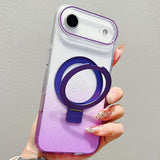 Transparent Gradient Metal Ring Holder MagSafe Phone Case, For iPhone 17 Pro Max, For iPhone 17 Pro, For iPhone 17, For iPhone Air, For iPhone 16 Pro Max, For iPhone 16 Pro, For iPhone 16 Plus, For iPhone 16