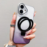 Transparent Gradient Metal Ring Holder MagSafe Phone Case, For iPhone 17 Pro Max, For iPhone 17 Pro, For iPhone 17, For iPhone Air, For iPhone 16 Pro Max, For iPhone 16 Pro, For iPhone 16 Plus, For iPhone 16