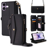 Zipper Wallet Side Buckle Crossbody Lanyard Leather Phone Case, For iPhone 17 Pro Max, For iPhone 17 Pro, For iPhone 17, For iPhone Air