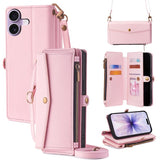 Zipper Wallet Side Buckle Crossbody Lanyard Leather Phone Case, For iPhone 17 Pro Max, For iPhone 17 Pro, For iPhone 17, For iPhone Air