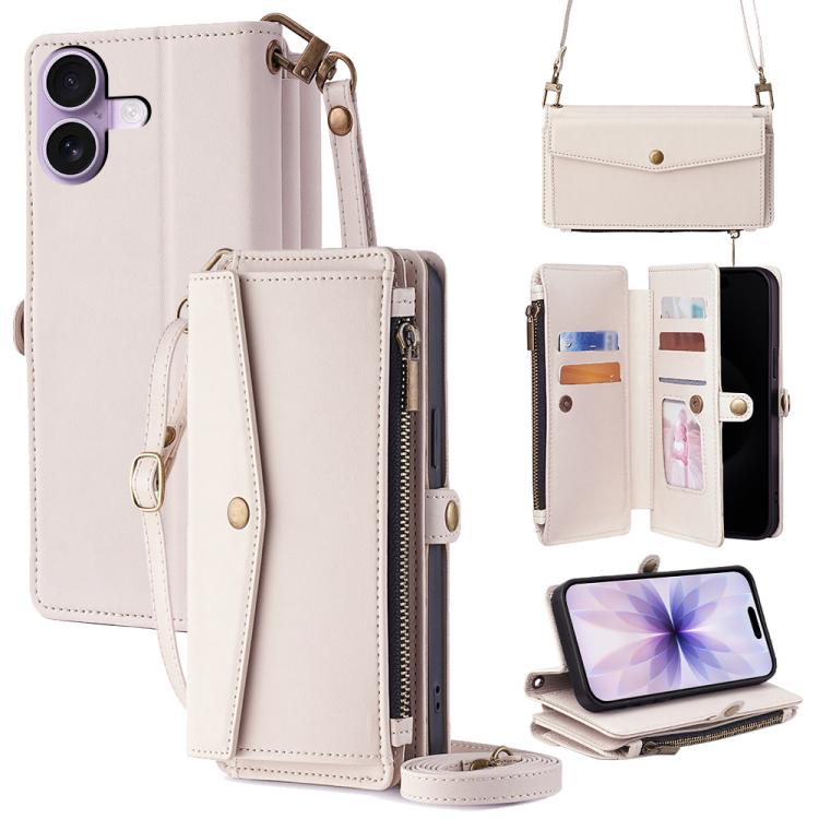 Zipper Wallet Side Buckle Crossbody Lanyard Leather Phone Case, For iPhone 17 Pro Max, For iPhone 17 Pro, For iPhone 17, For iPhone Air