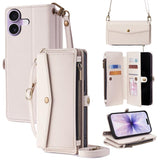 Zipper Wallet Side Buckle Crossbody Lanyard Leather Phone Case, For iPhone 17 Pro Max, For iPhone 17 Pro, For iPhone 17, For iPhone Air