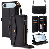Zipper Wallet Side Buckle Crossbody Lanyard Leather Phone Case, For iPhone 17 Pro Max, For iPhone 17 Pro, For iPhone 17, For iPhone Air