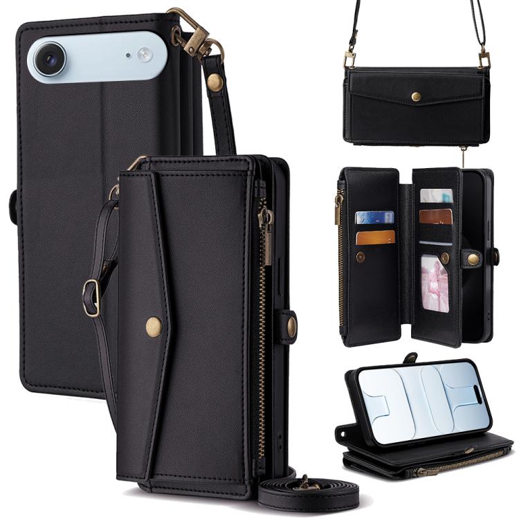 Zipper Wallet Side Buckle Crossbody Lanyard Leather Phone Case, For iPhone 17 Pro Max, For iPhone 17 Pro, For iPhone 17, For iPhone Air