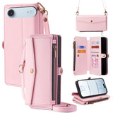 Zipper Wallet Side Buckle Crossbody Lanyard Leather Phone Case, For iPhone 17 Pro Max, For iPhone 17 Pro, For iPhone 17, For iPhone Air