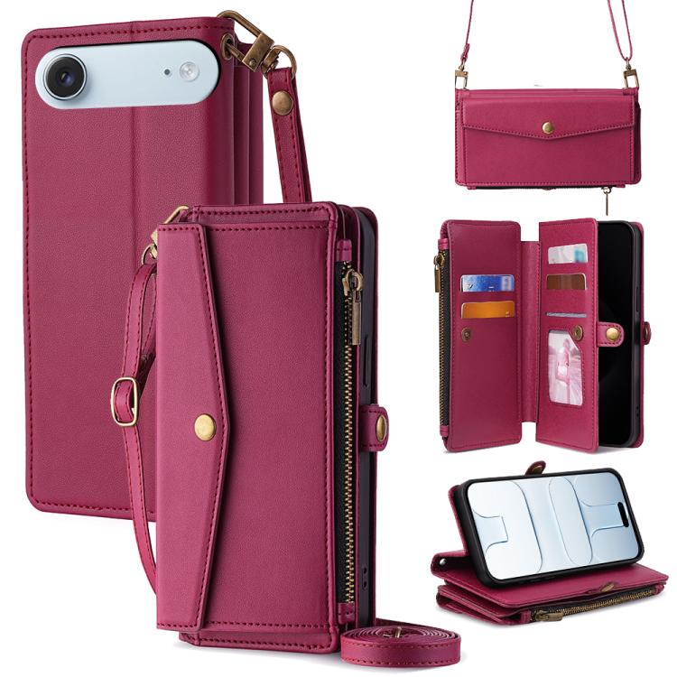 Zipper Wallet Side Buckle Crossbody Lanyard Leather Phone Case, For iPhone 17 Pro Max, For iPhone 17 Pro, For iPhone 17, For iPhone Air