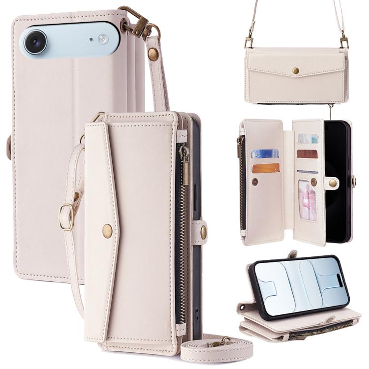 Zipper Wallet Side Buckle Crossbody Lanyard Leather Phone Case, For iPhone 17 Pro Max, For iPhone 17 Pro, For iPhone 17, For iPhone Air
