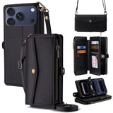 Zipper Wallet Side Buckle Crossbody Lanyard Leather Phone Case, For iPhone 17 Pro Max, For iPhone 17 Pro, For iPhone 17, For iPhone Air