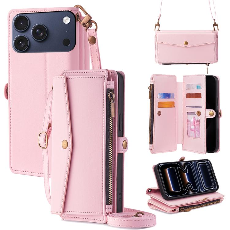 Zipper Wallet Side Buckle Crossbody Lanyard Leather Phone Case, For iPhone 17 Pro Max, For iPhone 17 Pro, For iPhone 17, For iPhone Air