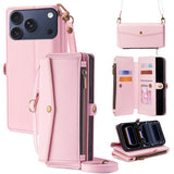 Zipper Wallet Side Buckle Crossbody Lanyard Leather Phone Case, For iPhone 17 Pro Max, For iPhone 17 Pro, For iPhone 17, For iPhone Air