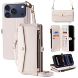 Zipper Wallet Side Buckle Crossbody Lanyard Leather Phone Case, For iPhone 17 Pro Max, For iPhone 17 Pro, For iPhone 17, For iPhone Air
