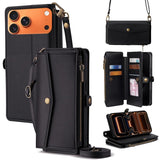 Zipper Wallet Side Buckle Crossbody Lanyard Leather Phone Case, For iPhone 17 Pro Max, For iPhone 17 Pro, For iPhone 17, For iPhone Air