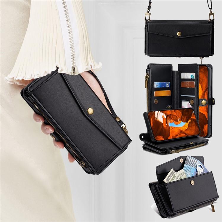 Zipper Wallet Side Buckle Crossbody Lanyard Leather Phone Case, For iPhone 17 Pro Max, For iPhone 17 Pro, For iPhone 17, For iPhone Air