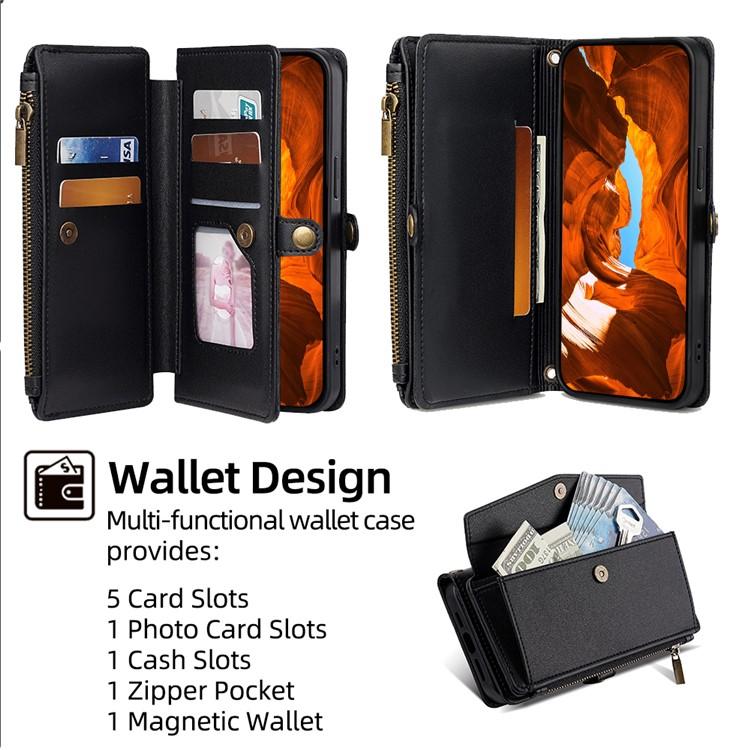 Zipper Wallet Side Buckle Crossbody Lanyard Leather Phone Case, For iPhone 17 Pro Max, For iPhone 17 Pro, For iPhone 17, For iPhone Air