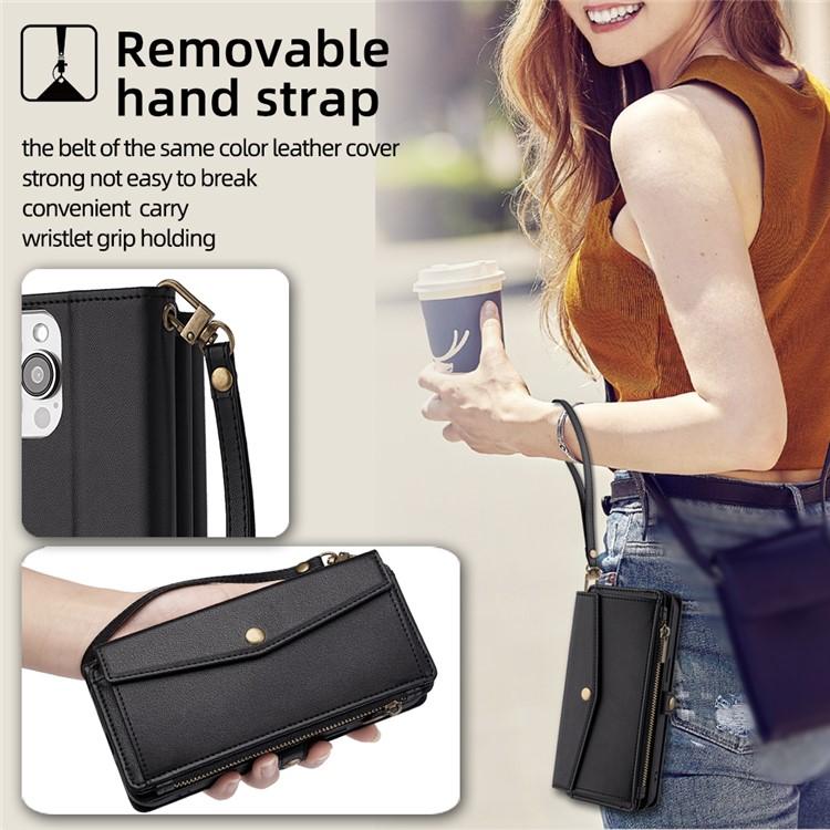 Zipper Wallet Side Buckle Crossbody Lanyard Leather Phone Case, For iPhone 17 Pro Max, For iPhone 17 Pro, For iPhone 17, For iPhone Air