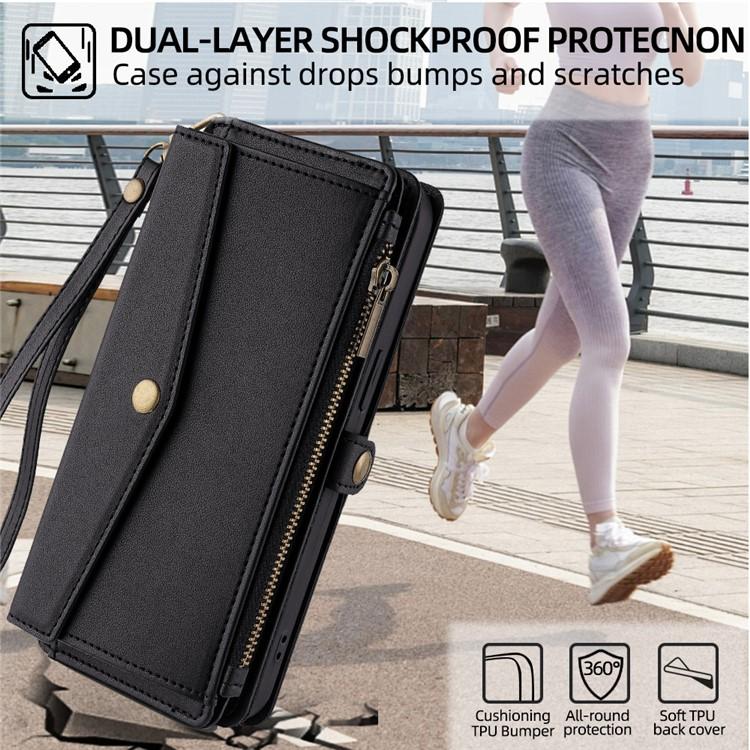 Zipper Wallet Side Buckle Crossbody Lanyard Leather Phone Case, For iPhone 17 Pro Max, For iPhone 17 Pro, For iPhone 17, For iPhone Air
