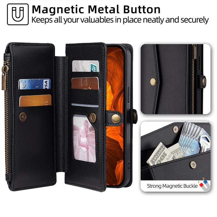 Zipper Wallet Side Buckle Crossbody Lanyard Leather Phone Case, For iPhone 17 Pro Max, For iPhone 17 Pro, For iPhone 17, For iPhone Air