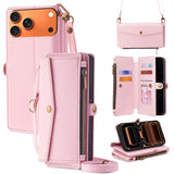 Zipper Wallet Side Buckle Crossbody Lanyard Leather Phone Case, For iPhone 17 Pro Max, For iPhone 17 Pro, For iPhone 17, For iPhone Air
