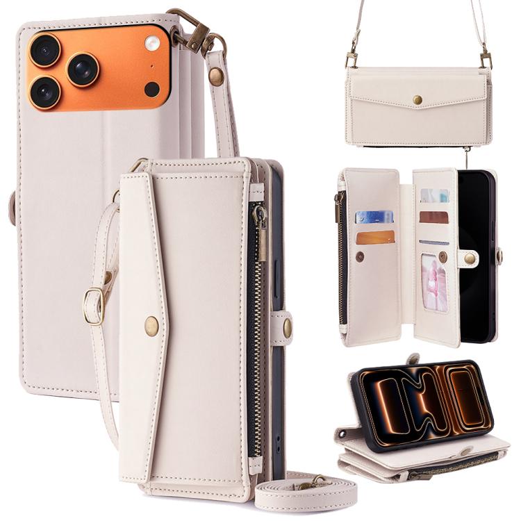 Zipper Wallet Side Buckle Crossbody Lanyard Leather Phone Case, For iPhone 17 Pro Max, For iPhone 17 Pro, For iPhone 17, For iPhone Air