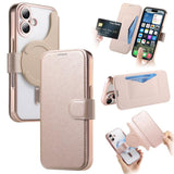 Splitable Electroplated MagSafe RFID Anti-theft Leather Phone Case with Lens Film, For iPhone 17e / 16e, For iPhone 17 Pro Max, For iPhone 17 Pro, For iPhone 17, For iPhone Air, For iPhone 16 Pro Max