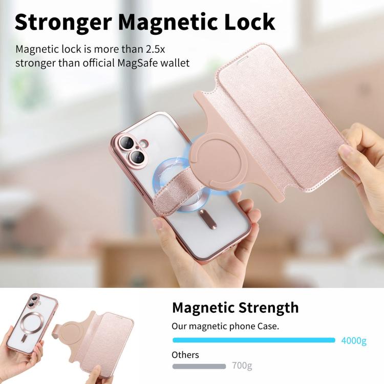 Splitable Electroplated MagSafe RFID Anti-theft Leather Phone Case with Lens Film, For iPhone 18 / 17, For iPhone 18 Pro / 17 Pro, For iPhone 18 Pro Max / 17 Pro Max, For iPhone 17e / 16e, For iPhone Air, For iPhone 16 Pro Max