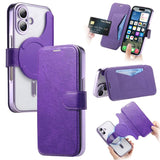 Splitable Electroplated MagSafe RFID Anti-theft Leather Phone Case with Lens Film, For iPhone 17e / 16e, For iPhone 17 Pro Max, For iPhone 17 Pro, For iPhone 17, For iPhone Air, For iPhone 16 Pro Max