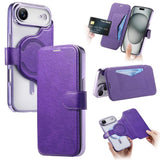 Splitable Electroplated MagSafe RFID Anti-theft Leather Phone Case with Lens Film, For iPhone 17e / 16e, For iPhone 17 Pro Max, For iPhone 17 Pro, For iPhone 17, For iPhone Air, For iPhone 16 Pro Max