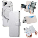 Splitable Electroplated MagSafe RFID Anti-theft Leather Phone Case with Lens Film, For iPhone 17e / 16e, For iPhone 17 Pro Max, For iPhone 17 Pro, For iPhone 17, For iPhone Air, For iPhone 16 Pro Max