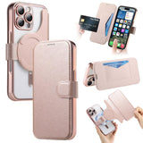Splitable Electroplated MagSafe RFID Anti-theft Leather Phone Case with Lens Film, For iPhone 17e / 16e, For iPhone 17 Pro Max, For iPhone 17 Pro, For iPhone 17, For iPhone Air, For iPhone 16 Pro Max