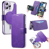 Splitable Electroplated MagSafe RFID Anti-theft Leather Phone Case with Lens Film, For iPhone 17e / 16e, For iPhone 17 Pro Max, For iPhone 17 Pro, For iPhone 17, For iPhone Air, For iPhone 16 Pro Max