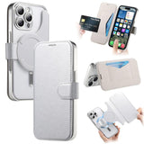 Splitable Electroplated MagSafe RFID Anti-theft Leather Phone Case with Lens Film, For iPhone 16 Pro, For iPhone 16 Plus, For iPhone 16, For iPhone 15 Pro Max, For iPhone 15 Pro, For iPhone 15 Plus