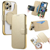 Splitable Electroplated MagSafe RFID Anti-theft Leather Phone Case with Lens Film, For iPhone 16 Pro, For iPhone 16 Plus, For iPhone 16, For iPhone 15 Pro Max, For iPhone 15 Pro, For iPhone 15 Plus