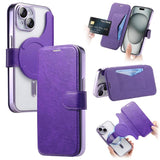 Splitable Electroplated MagSafe RFID Anti-theft Leather Phone Case with Lens Film, For iPhone 16 Pro, For iPhone 16 Plus, For iPhone 16, For iPhone 15 Pro Max, For iPhone 15 Pro, For iPhone 15 Plus