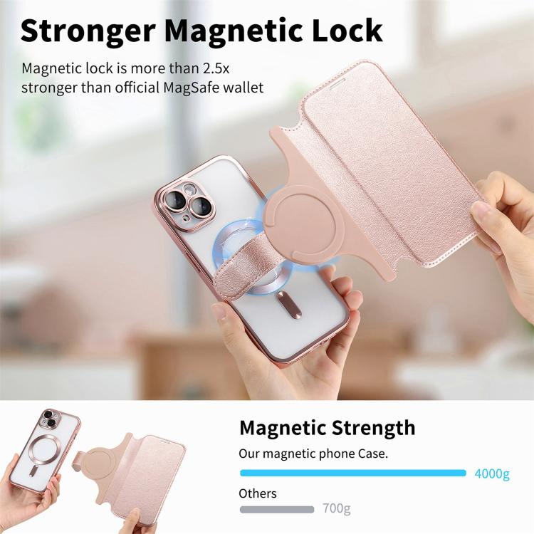 Splitable Electroplated MagSafe RFID Anti-theft Leather Phone Case with Lens Film, For iPhone 15, For iPhone 14 Plus, For iPhone 14, For iPhone 14 Pro, For iPhone 14 Pro Max, For iPhone 13 Pro Max