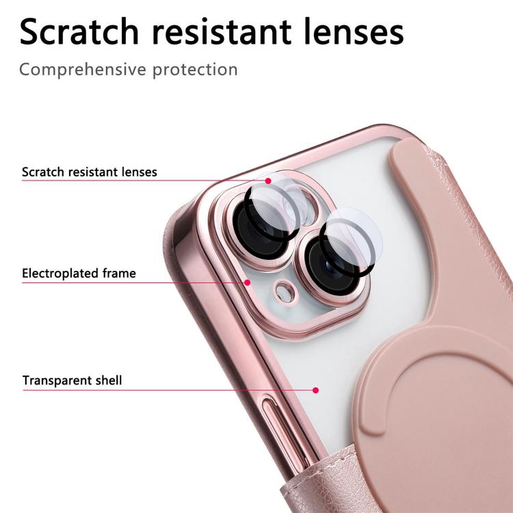 Splitable Electroplated MagSafe RFID Anti-theft Leather Phone Case with Lens Film, For iPhone 15, For iPhone 14 Plus, For iPhone 14, For iPhone 14 Pro, For iPhone 14 Pro Max, For iPhone 13 Pro Max
