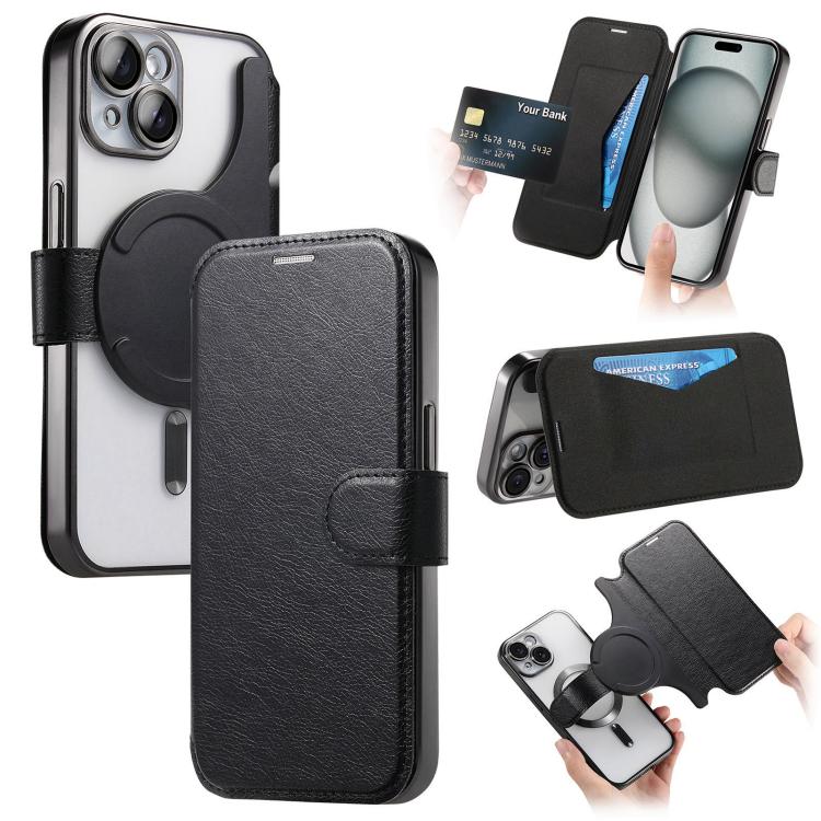 Splitable Electroplated MagSafe RFID Anti-theft Leather Phone Case with Lens Film, For iPhone 15, For iPhone 14 Plus, For iPhone 14, For iPhone 14 Pro, For iPhone 14 Pro Max, For iPhone 13 Pro Max