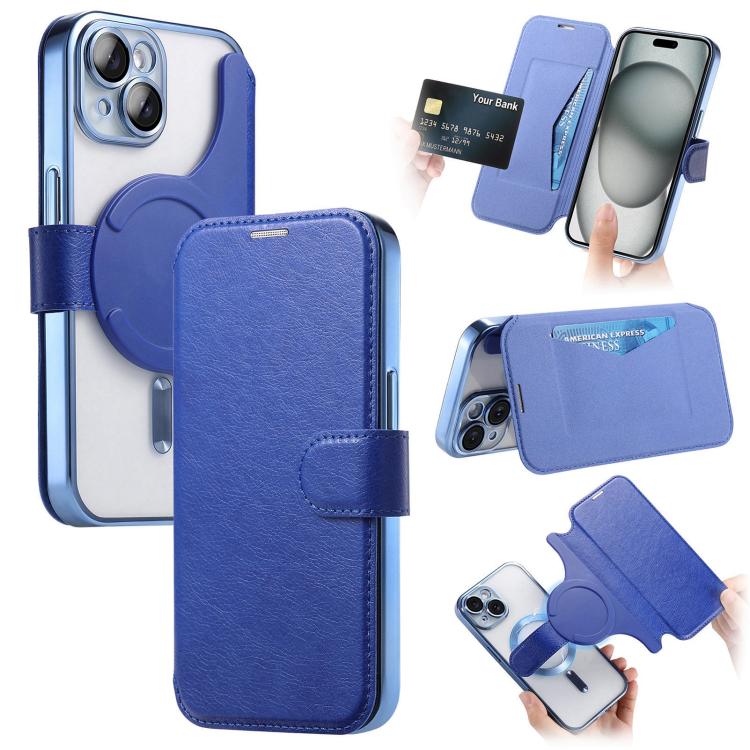 Splitable Electroplated MagSafe RFID Anti-theft Leather Phone Case with Lens Film, For iPhone 15, For iPhone 14 Plus, For iPhone 14, For iPhone 14 Pro, For iPhone 14 Pro Max, For iPhone 13 Pro Max