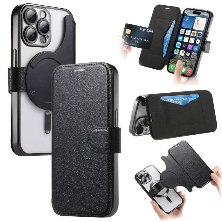 Splitable Electroplated MagSafe RFID Anti-theft Leather Phone Case with Lens Film, For iPhone 15, For iPhone 14 Plus, For iPhone 14, For iPhone 14 Pro, For iPhone 14 Pro Max, For iPhone 13 Pro Max