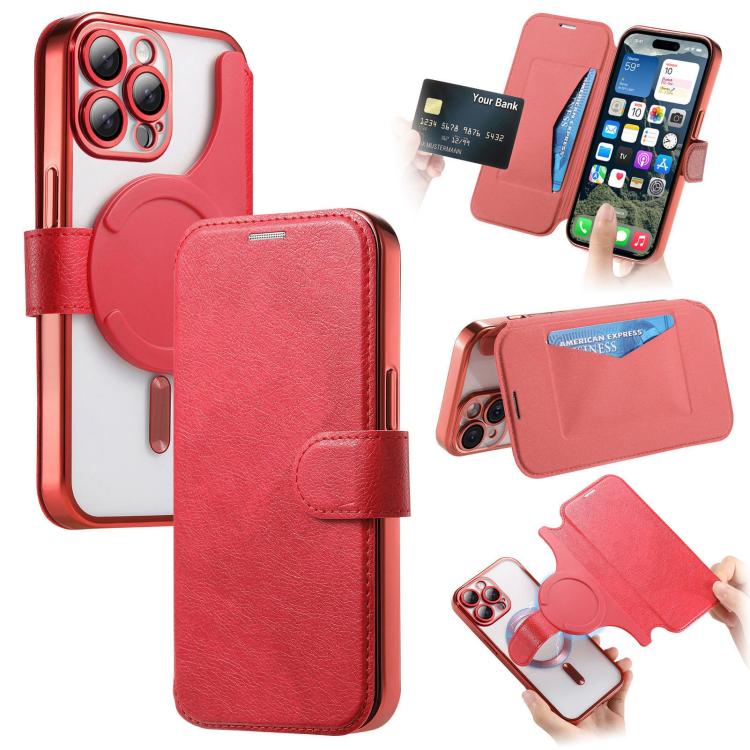 Splitable Electroplated MagSafe RFID Anti-theft Leather Phone Case with Lens Film, For iPhone 15, For iPhone 14 Plus, For iPhone 14, For iPhone 14 Pro, For iPhone 14 Pro Max, For iPhone 13 Pro Max