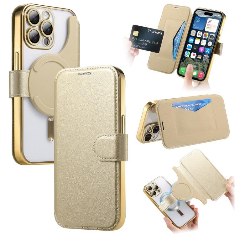 Splitable Electroplated MagSafe RFID Anti-theft Leather Phone Case with Lens Film, For iPhone 15, For iPhone 14 Plus, For iPhone 14, For iPhone 14 Pro, For iPhone 14 Pro Max, For iPhone 13 Pro Max