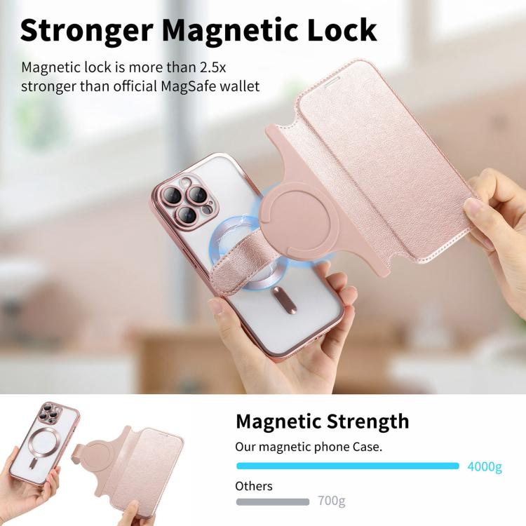 Splitable Electroplated MagSafe RFID Anti-theft Leather Phone Case with Lens Film, For iPhone 13 Pro, For iPhone 13, For iPhone 12, For iPhone 12 Pro Max, For iPhone 12 Pro