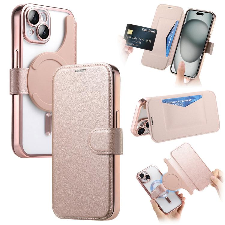 Splitable Electroplated MagSafe RFID Anti-theft Leather Phone Case with Lens Film, For iPhone 13 Pro, For iPhone 13, For iPhone 12, For iPhone 12 Pro Max, For iPhone 12 Pro