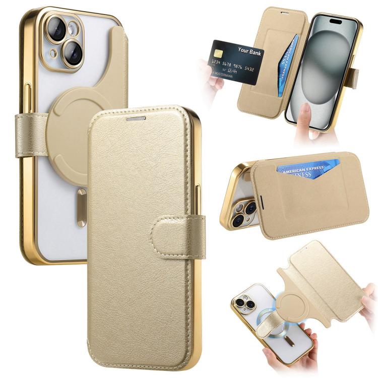 Splitable Electroplated MagSafe RFID Anti-theft Leather Phone Case with Lens Film, For iPhone 13 Pro, For iPhone 13, For iPhone 12, For iPhone 12 Pro Max, For iPhone 12 Pro