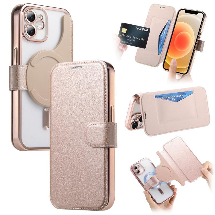 Splitable Electroplated MagSafe RFID Anti-theft Leather Phone Case with Lens Film, For iPhone 13 Pro, For iPhone 13, For iPhone 12, For iPhone 12 Pro Max, For iPhone 12 Pro