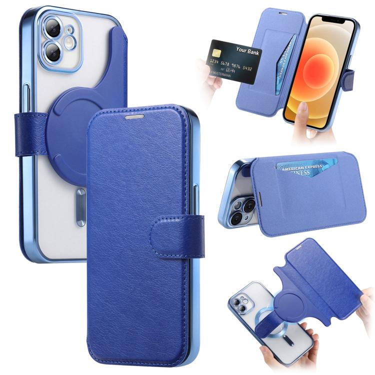 Splitable Electroplated MagSafe RFID Anti-theft Leather Phone Case with Lens Film, For iPhone 13 Pro, For iPhone 13, For iPhone 12, For iPhone 12 Pro Max, For iPhone 12 Pro