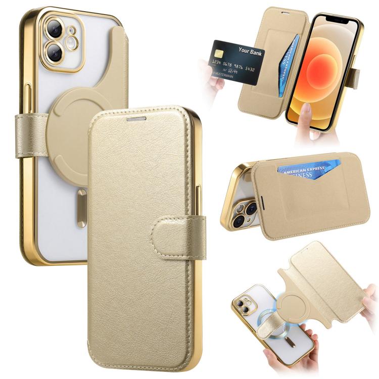 Splitable Electroplated MagSafe RFID Anti-theft Leather Phone Case with Lens Film, For iPhone 13 Pro, For iPhone 13, For iPhone 12, For iPhone 12 Pro Max, For iPhone 12 Pro