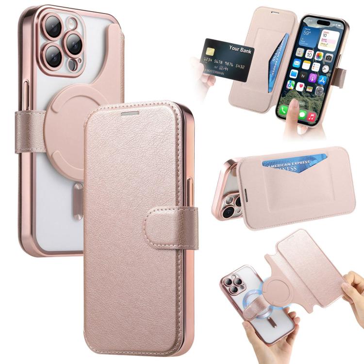 Splitable Electroplated MagSafe RFID Anti-theft Leather Phone Case with Lens Film, For iPhone 13 Pro, For iPhone 13, For iPhone 12, For iPhone 12 Pro Max, For iPhone 12 Pro