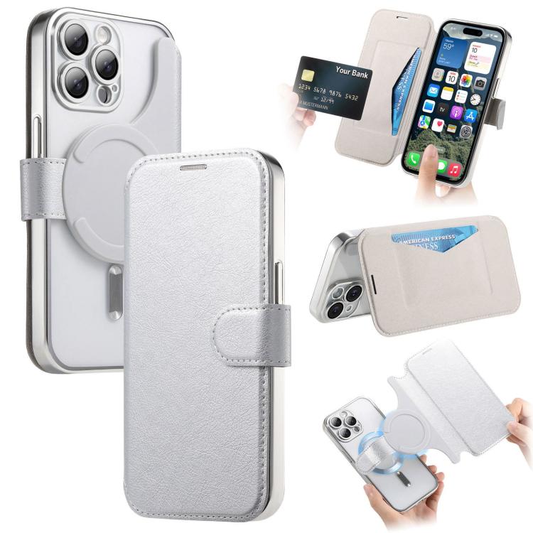 Splitable Electroplated MagSafe RFID Anti-theft Leather Phone Case with Lens Film, For iPhone 13 Pro, For iPhone 13, For iPhone 12, For iPhone 12 Pro Max, For iPhone 12 Pro